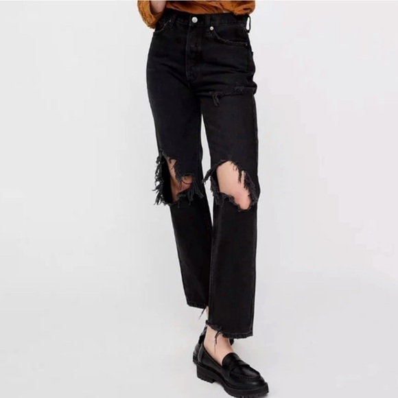 Urban Outfitters BDG High Rise Relaxed Straight Jeans 29 8 black distressed - Picture 1 of 15